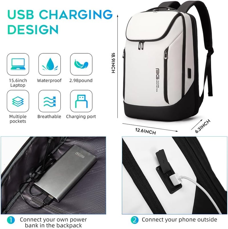BANGE Business Smart Backpack Waterproof fit 15.6 Inch Laptop Backpack with USB Charging Port,Travel Durable Backpack - Image 3